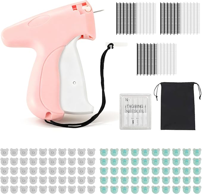Stitch Gun for Clothes, Complete Kit with Storage Bag & Scissors, 2200 Glue Needles & 100 Glow Bear Clasps for Quick Fabric Repair on Jeans, Curtains, Nearly Invisible Mending