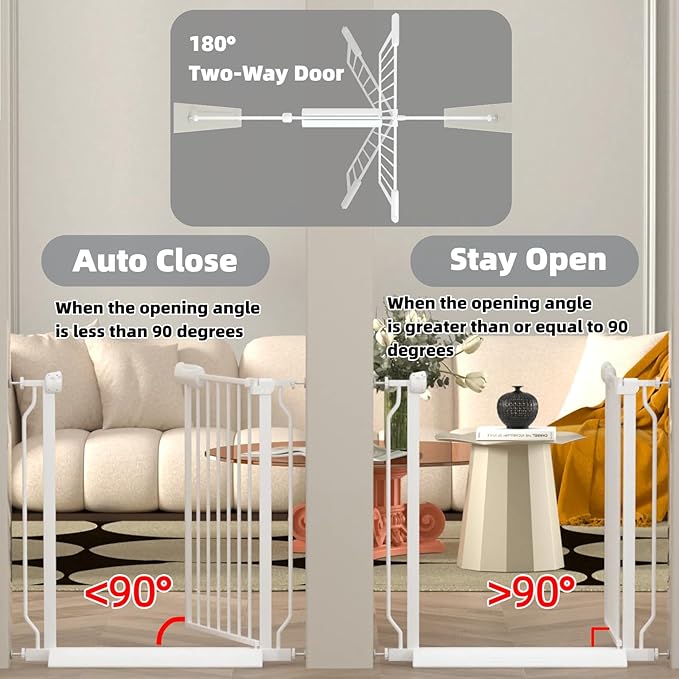 TSAYAWA Baby Gate Extra Wide Fits 71.65-85.82 inch Wide Opening - Dog Pet Gates for Doorways Stairs No Drilling Pressure Mounted - Large Child Safety Gate Indoor Outdoor White