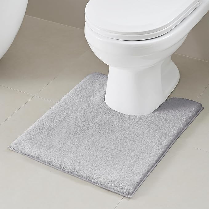 Madison Park Marshmallow Bathroom Rug Non Slip, Luxrurious Plush Bath Mat, Absorbent, Quick Dry, Spa Design Bath Room Décor, 20x24, Silver