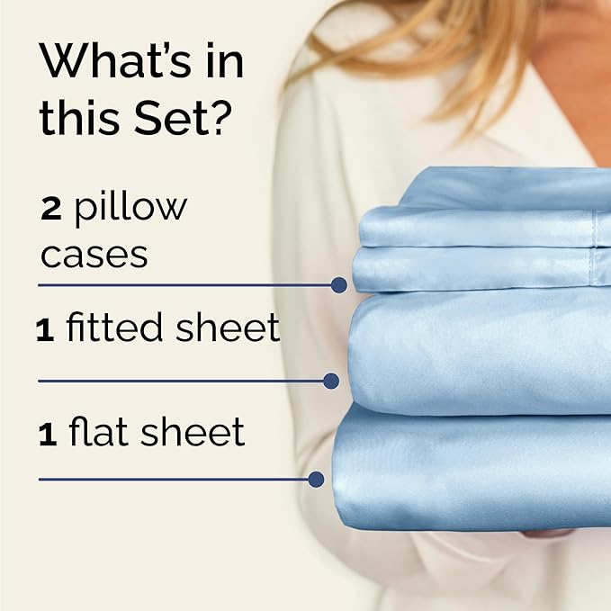 Twin 4 Piece Sheet Set - Cooling & Breathable Bed Sheets - Hotel Luxury Bed Sheets for Women, Men, Kids & Teens - Bedding with Deep Pockets & Easy Fit - Soft and Wrinkle Free - Twin Light Blue Sheets