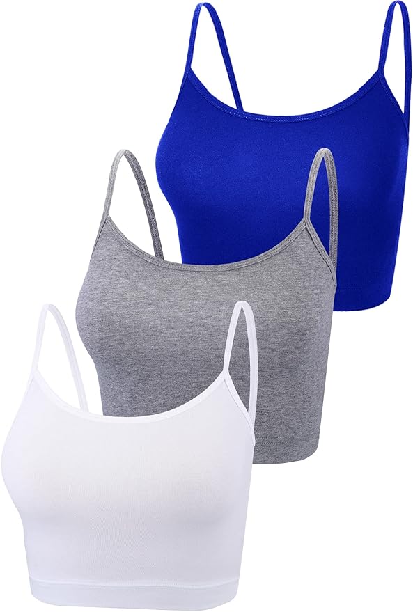 Boao 3 Pcs Crop Camisole Top Spaghetti Strap Tank Sleeveless Crop Tank Top for Women Sports