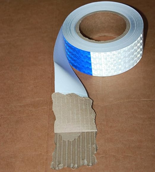 Reflective Tape Blue and White 2 inch X 66 feet X 10 Rolls, Outdoor Waterproof Hazard Conspicuity Warning Marking Tape