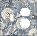 Blue Dandelion Vintage Floral Boho Flower Wallplates 1 Toggle 1 Duplex Switch Plate Electrical GFCI Faceplate Decorative Light Switch Covers for Bedroom Living Room Home Decor