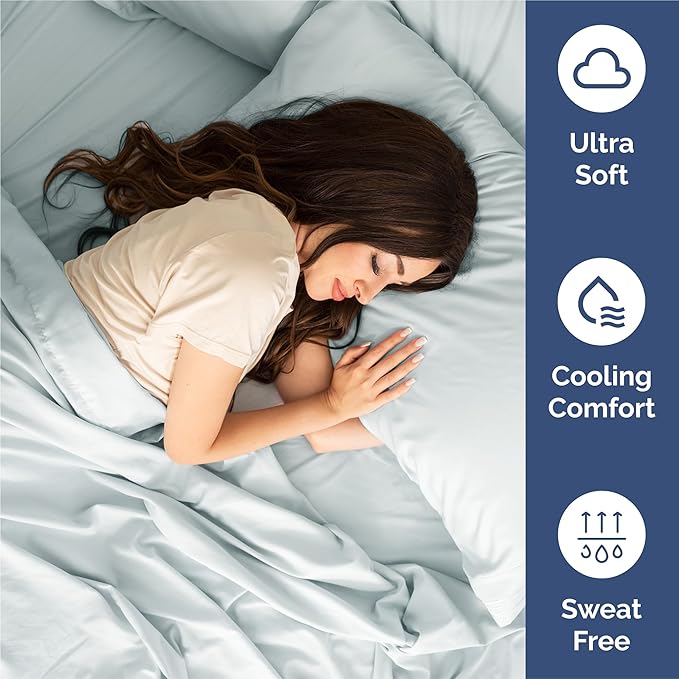King 6 Piece Sheet Set - Cooling & Breathable Bed Sheets - Hotel Luxury Bed Sheets for Women, Men, Kids & Teens - Comfy Bedding w/Deep Pockets & Easy Fit - Soft & Wrinkle Free - King Ice Blue Sheets