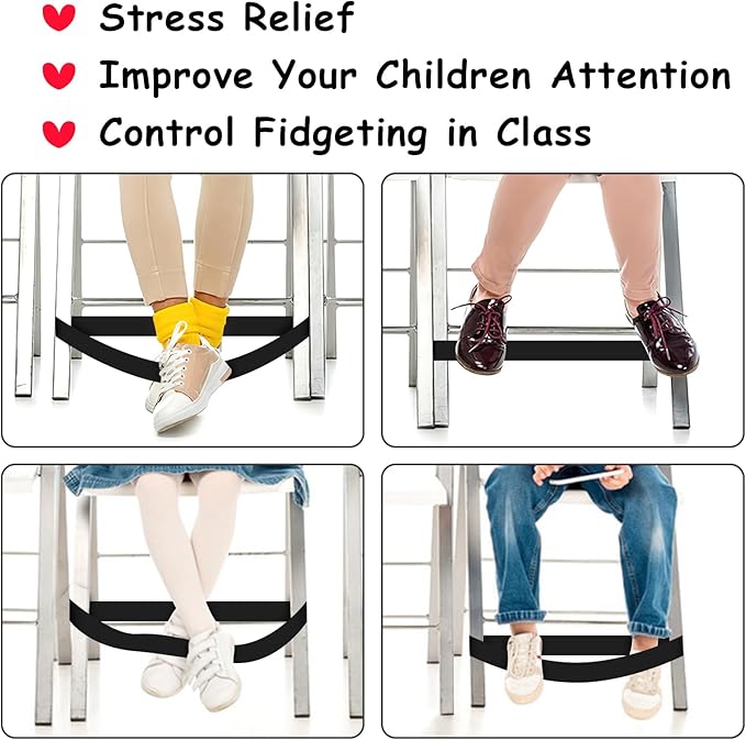 6 Pack Chair Bands for Kids With Fidgety Feet - Sensory Room Must Haves for ADHD and Autism - Classroom and Home Chairs Fidget Tools