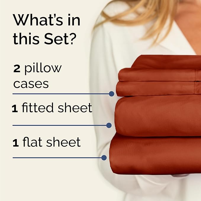 Twin 4 Piece Sheet Set - Cooling & Breathable Bed Sheets - Hotel Luxury Bed Sheets for Women, Men, Kids & Teens - Bedding with Deep Pockets & Easy Fit - Soft and Wrinkle Free - Twin Terracotta Sheets