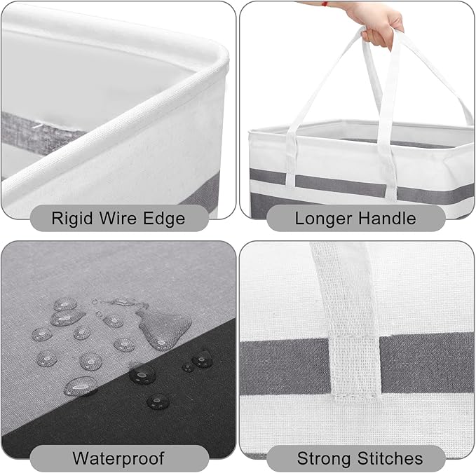 Foaincore 6 Pieces 75L Laundry Hamper Basket Organizer Large Laundry Bag Bulk Waterproof Collapsible Clothe Storage with Handles for Dorm Room Bedroom Towels(Black, Gray, White)