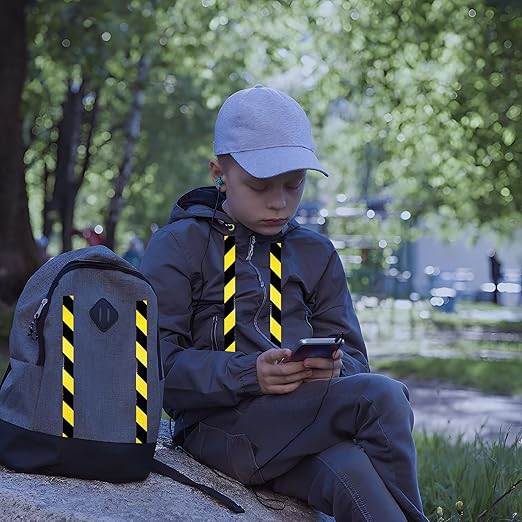 Yellow Black Reflective Tape 4 inch X 66 feet, Outdoor Waterproof Hazard Conspicuity Warning Industrial Marking Tape