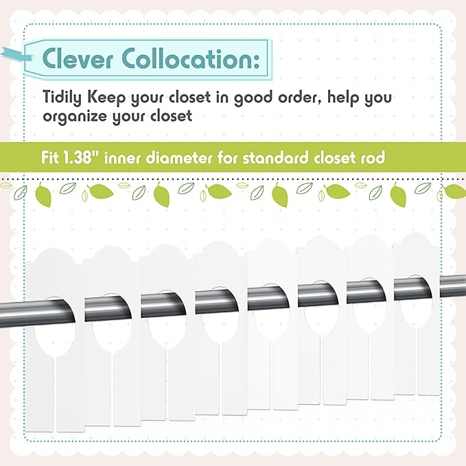 Sintuff 64 Pcs Hanging Closet Size Dividers Clothing Rack Dividers Rectangular Reusable Closet Separators for Clothing Racks Retail (White)