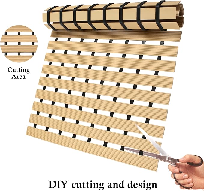 Non Suction Cups Shower Mat(16.9" × 25.7"),Non Slip Shower Mats for Inside/Outside Shower,Heavy Duty Rubber Shower Floor Mat for Elderly (Apricot)