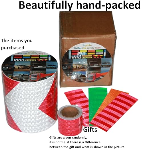 Red and White Reflective Tape Outdoor Waterproof 6 inch X 66 feet, High Visibility Hazard Conspicuity Safety Marking Tape