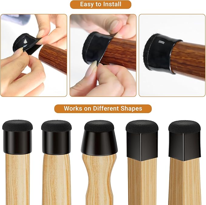 Meldel 24 PCS Silicone Chair Leg Floor Protectors Large (1.3"-1.4") Rubber Felt Furniture Pads Chair Legs Caps/Covers for Hardwood Floors, Tile from Scratches & Reduce Noise - Round, Black