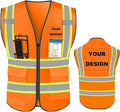 YOWESHOP High Visibility Reflective Safety Vest with Pockets Custom Your Logo Safety Workwear