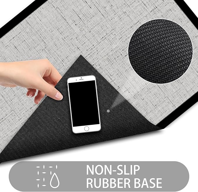 Ultra Thin Door Mat Indoor Entrance, 1/10 in Thin Door Mats for Inside Entry, Non-Slip Rubber Backing Washable Doormat, Fade Resistant, Absorbent, Low Profile Dirt Trapper, 30"X17"