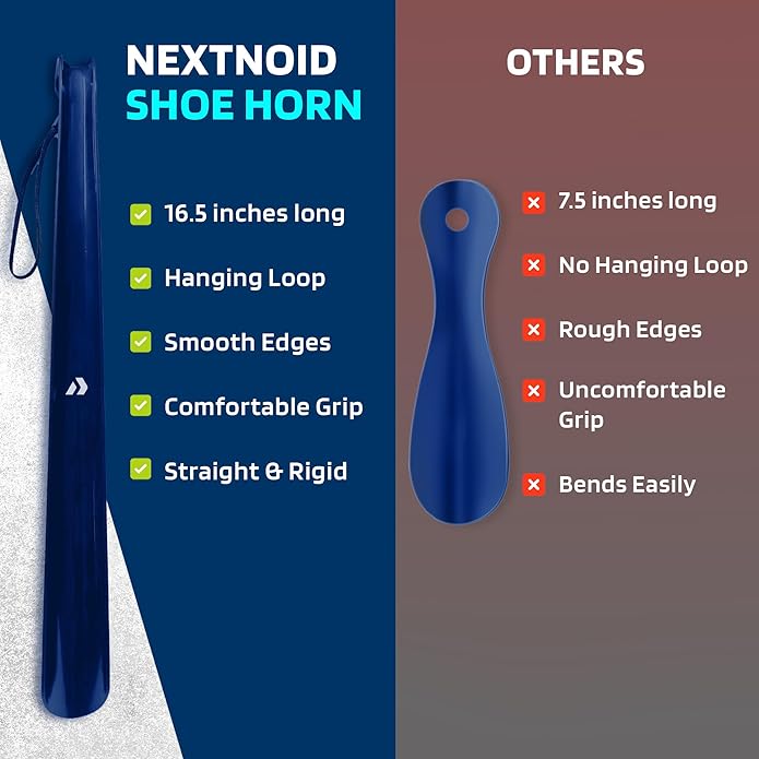 Nextnoid Shoe Horn Long Handle for Seniors - 16.5" Straight & Sturdy Long Shoe Horn for Men, Women & Kids