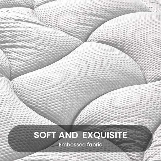 SLEEP ZONE Full Size Cooling Mattress Pad for Double Bed, Premium Zoned Quilted Mattress Topper, Wrap Around Mattress Protector Cover, Machine Wash Durable, Deep Pocket 8-21 inch, Silver Grey, Full