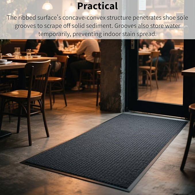 2 Pack 60"x36" Brush Step Entrance Mat - Indoor Outdoor Carpet Doormat with Deep Scraper & Rubber Border, for Dry Indoor/Outdoor Use at Door, Patio, Garage, Kitchen, Laundry Room