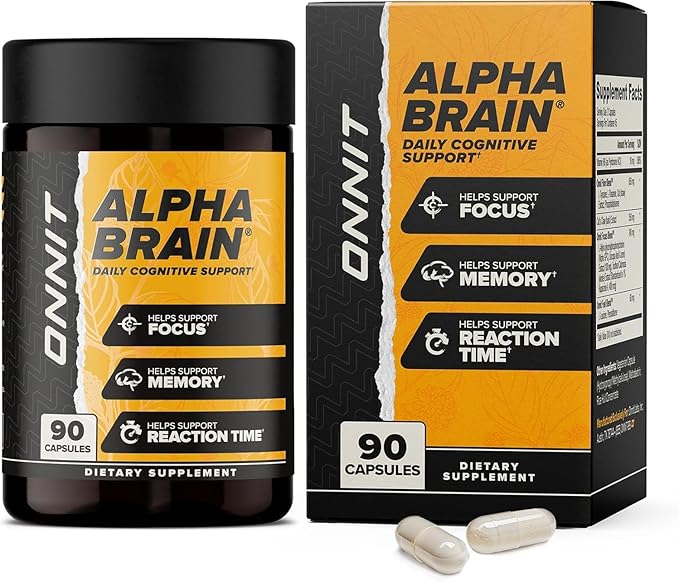 ONNIT Alpha Brain® Nootropic Brain Supplement for Men and Women, IGEN™ Non-GMO Tested, Memory, Mental Clarity, Cognitive Support and Focus Capsules with L-Theanine and Vitamin B6 (90 Count)