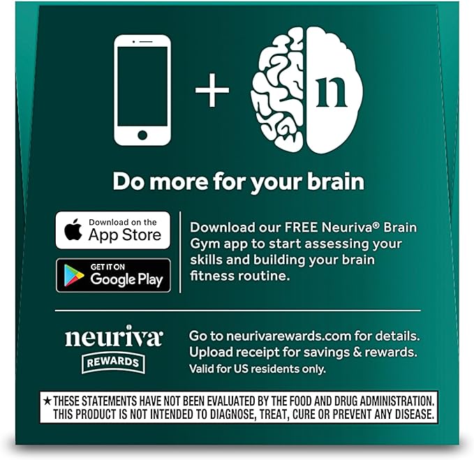 NEURIVA Ultra Decaffeinated Clinically Tested Nootropic Brain Supplement for Mental Alertness, Memory, Focus & Concentration, Cognivive, Neurofactor, Phosphatidylserine, Vitamins B6 B12, 60 Capsules