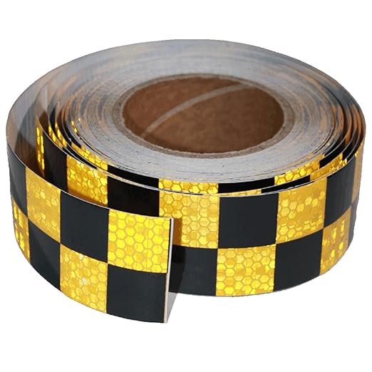 Yellow Black Reflective Tape 2 inch X 66 feet, Outdoor Waterproof Hazard Conspicuity Warning Industrial Marking Tape