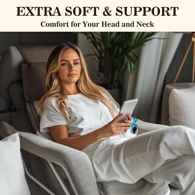 Recliner Headrest Pillow, Adjustable Comfort Neck & Head Support Pillow, Soft Velvet Non-Slip Headrest for Pain Relief & Relaxation, Ideal for Recliner, Couch, Chair, Sofa