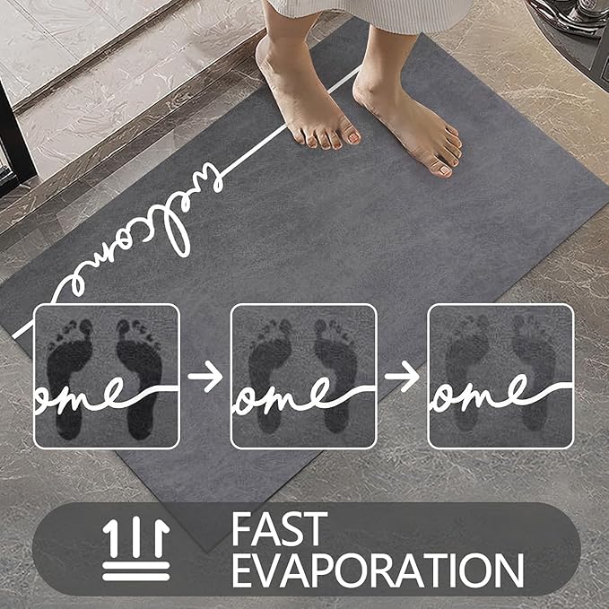 Welcome Mat Indoor, Ultra Thin Door Mat, 1/10 in Thin Door Mats for Inside Entry, Non-Slip, Absorbent, Quick-Dry, Washable, Fit Under Door Entryway Doormat for Entrance, 24"X16", Dark Grey