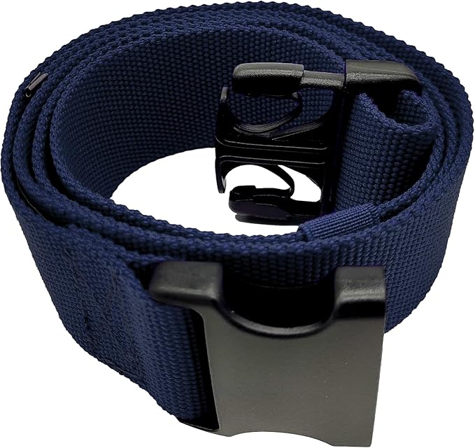 Gait Belt with Plastic Buckle by LiftAid - Transfer and Walking Aid with Belt Loop Holder for Assisting Therapist, Nurse, Home Care - 60"L x 2"W (Navy Blue)