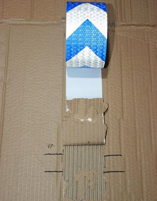 Blue and White Reflective Tape Outdoor Waterproof 3 inch X 66 feet, High Visibility Hazard Conspicuity Safety Industrial Marking Tape