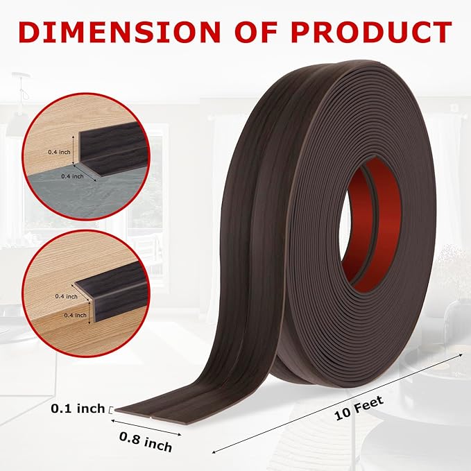 Flexible Wall Corner Protector Moulding Trim Peel and Stick Wall Corner Guards Edge Protector Self Adhesive Molding Trim Strip for Edge Ceiling (Dark Walnut Wood Grain, 0.8 in x 10 Ft)