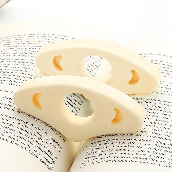 Book Page Holder, 2 Pack Breathable Silicone Thumb Page Holder for Reading, Ideal Book Reader Gifts and Reading Accessories (Small Size, Off White)