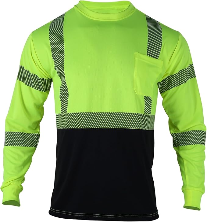 VENDACE 3pcs Safety T Shirts Reflective High Visibility Hi Vis Long Sleeve Construction Work Shirts for Men Class 3