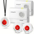 Caregiver Pager Wireless Nurse Call Button for Elderly Home Monitoring Alert System Portable Alarm Bell Seniors Patients Emergency 3 Call Buttons, 2 Pagers