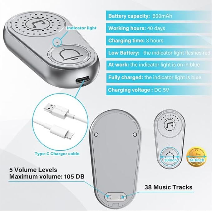 PUSOKEI Caregiver Pager Wireless Call with Two - Way Voice & 40-Day Battery, 105dB Loud Alert for Elderly Care and Home Use, 3 - Floor Range