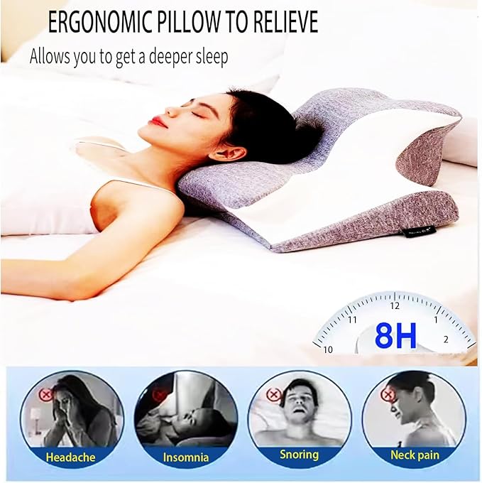 Bed Rest Reading Pillow，Chin and Back Support Pillow，Headboard Wedge Pillow，Ergonomic Memory FoamLying, Reclining, and Prone Sleepers，Sitting up Pillow，Relieve Neck/arm Pain- Grey