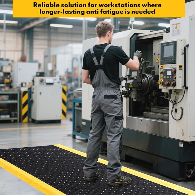 70" x 24" Anti-Fatigue Mat ESD Conductive Pad with Ground Wire, Ergonomic Standing Floor Anti Static Mat Heavy-Duty Diamond Plate Surface for Commercial & Industrial Work, Thick 3/4''