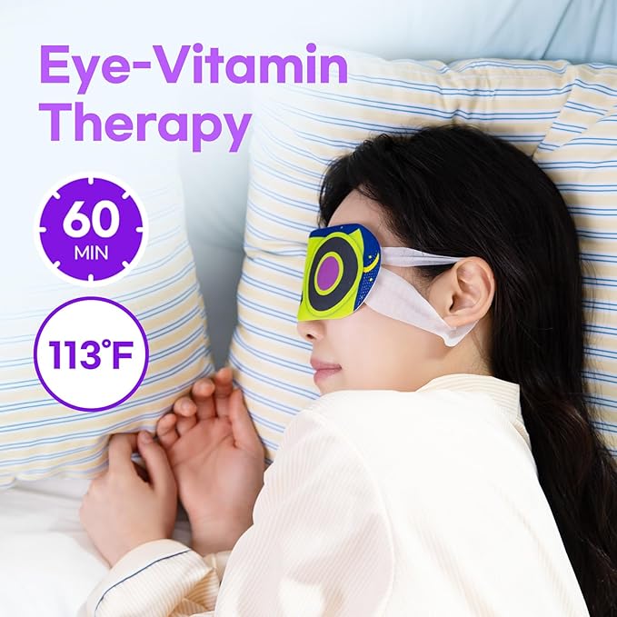 OOwl Mighty Steam Eye Mask, 12 Pack Disposable Self-Heating Warm Compress for Dry Eyes, Puffy Eyes, and Fatigue Relief, Unscented Heated Sleep Mask for Travel, Spa, Home & Gifts for Women & Men