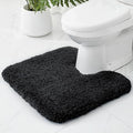 Toilet Rugs U-Shaped Mat 24x22, Contour Bathroom Mat - Ultra Soft & Absorbent Microfiber, Quick-Dry, Machine Washable with High Density Foam Latex Non Slip Backing, Black