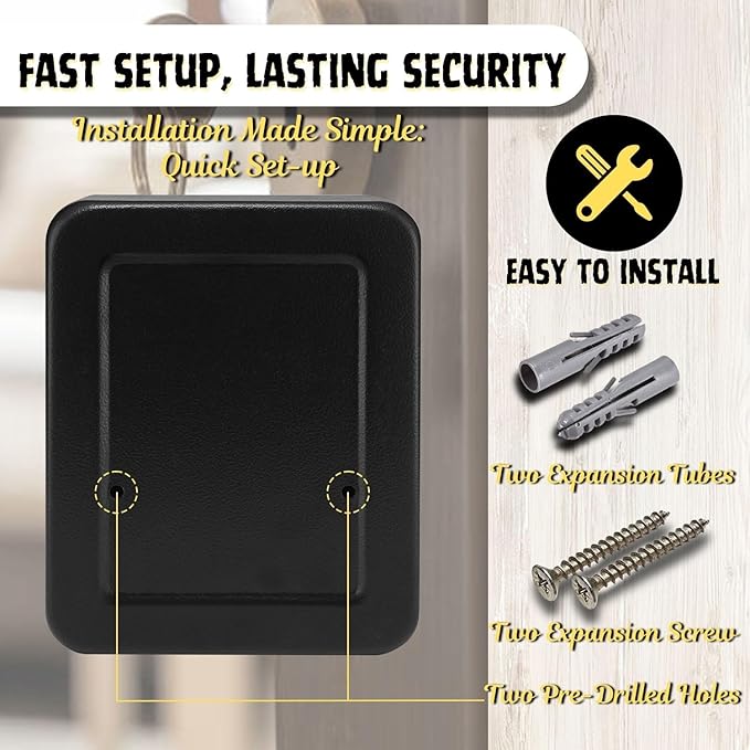 Flexzion Key Cabinet Key Lock Box Wall Mount with 40 Key Holder Organizer Locker Case, Colored Key Tags & Hooks Wall Mounted Lock Box for Keys Storage, Homes, Property, Hotels, Business (Black)