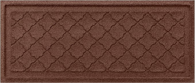 WaterHog Indoor Outdoor Boot Tray Mat – Skid-Resistant Entry Rug for Front Door, Mudroom, Porch, Patio, Garage, All Weather Floor Protector, Made in USA, Cordova Pattern, Dark Brown, 15 x 36 Inches