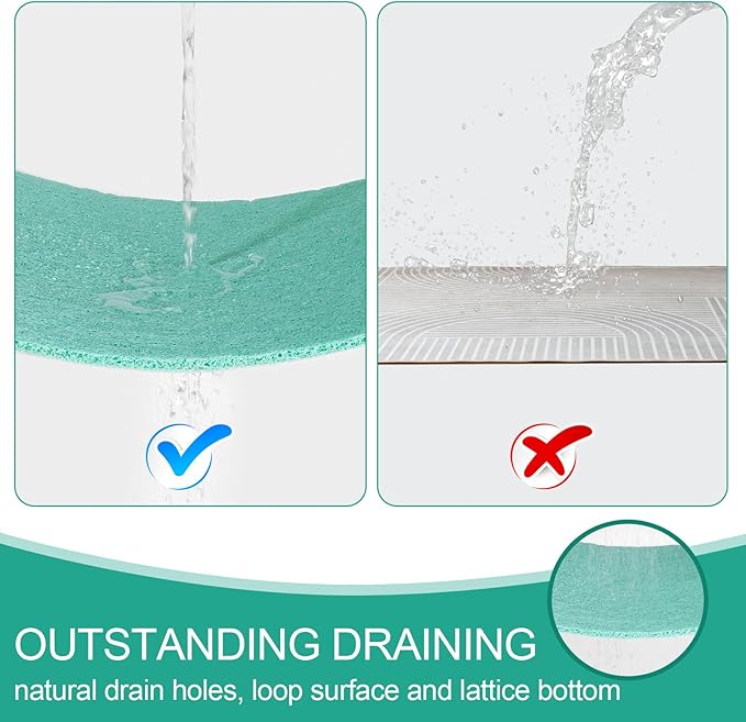 Joyhalo Shower Mat Bathtub Mat Non Slip, Bathmats Non Slip, Quick Drying Foot Scrubber Loofah Mats for Shower, Tub, Bathroom, Home,32x24inch, Aqua