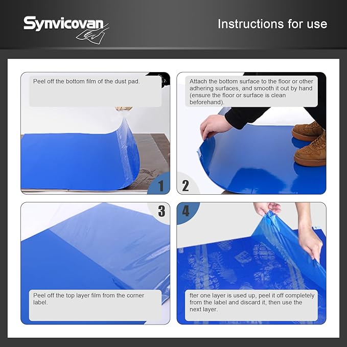 18" x 36" Blue Sticky Mat Tacky Pads Adhesive Floor Mat (5 Packs,150 Sheets,30 Sheets/Pack for Cleanroom Laboratory Hospital Construction Pets Home Indoor Gymnasium and Workshop
