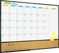 JILoffice Magnetic Calendar Whiteboard & Bulletin Corkboard Combination, Combo Board 48 x 36 Inch, Black Aluminum Frame Wall Mounted Board for Office Home and School with 10 Push Pins