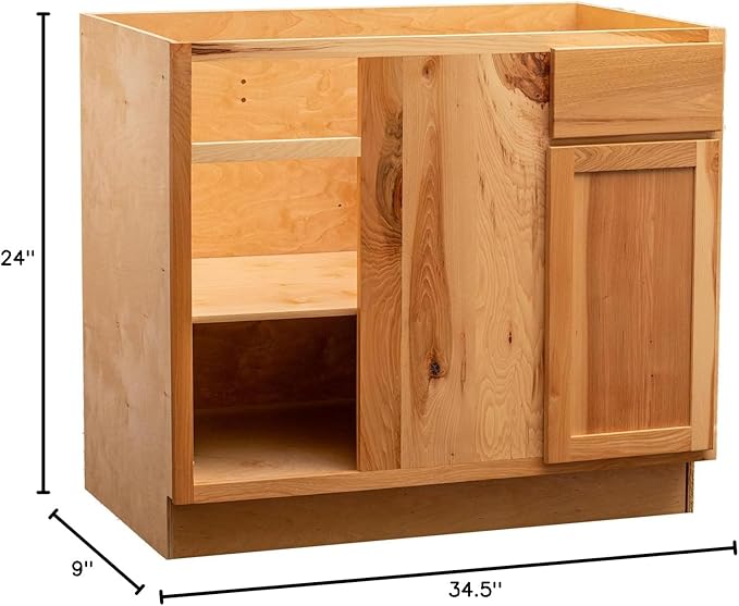 Quicklock RTA (Ready-to-Assemble) | Base Kitchen Cabinets - Shaker Style | Made in America (Rustic Hickory, 42" Wx34.5 Hx24 D Blind Corner)