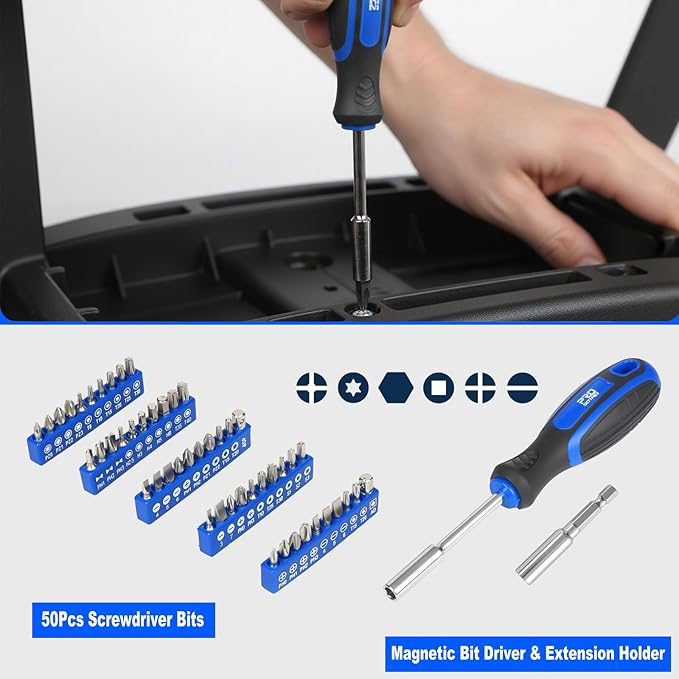 Prostormer 269 Piece Tool Set, General Household/Auto Tool Kit, Portable Toolbox Storage Case with Drawer for Men & Women, Perfect for Home Repair & DIY Projects (Blue)