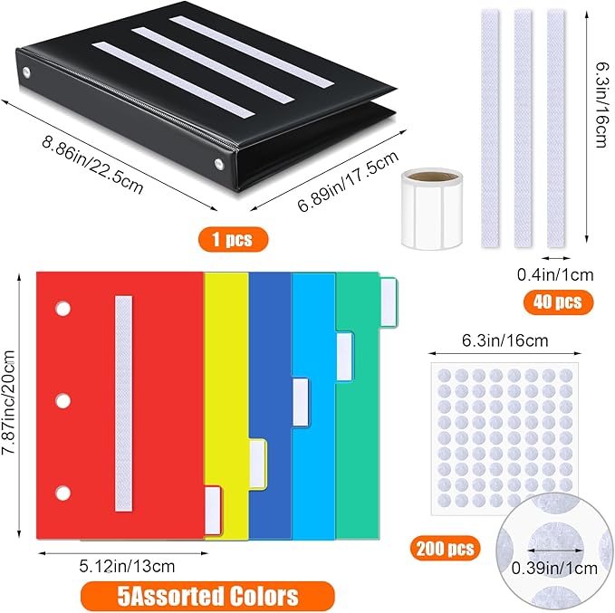 Ctosree 246 Pcs Communication Book Small Tools for Visual Schedule Picture Cards Include 3 Ring Binder Dividers 100 Adhesive Labels 5 Card Dividers for Kids ADHD(Mixed Color)
