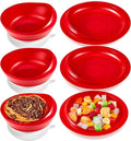Hushee Adaptive Spill Proof Scoop Bowl and Plate Set with Suction Base Non Skid Self Feed Dinnerware for Elderly Disabled Handicapped from Parkinsons, Dementia, Stroke, Tremor(3 Sets,Red)