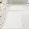 MIULEE Set of 2 Ultra Thin Bathroom Rugs, Rubber Bath Mats for Bathroom Non Slip, Quick Dry Absorbent Bath Rug Machine Washable, Fit Under Door, Shower, Sink, Home Decor, White, 17"x27"+20"x32"