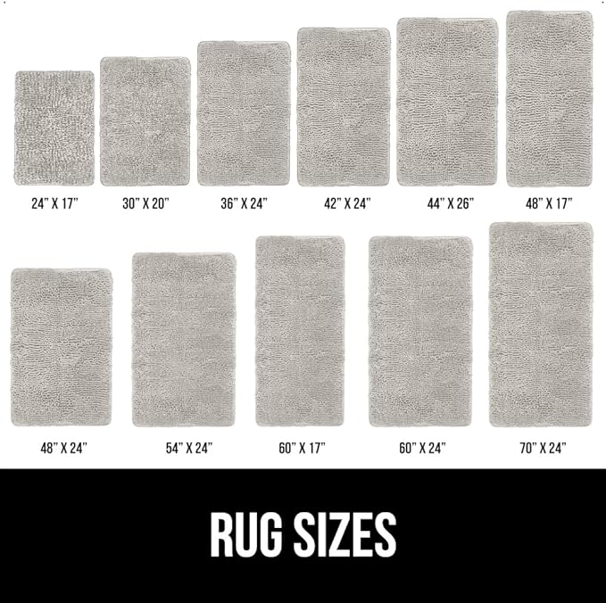 GORILLA GRIP Bath Rug Mat 30x20, Thick Soft Absorbent Chenille, Quick Dry Microfiber Mats, Rubber Backing Washable Shower Floor Rugs, US Designed Bathroom Bathmat Home Decor Accessories, Light Gray
