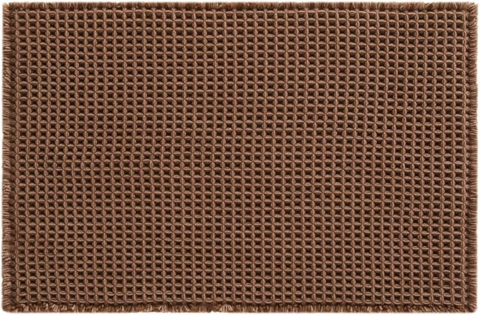 Waffle Bath Mat, Boho Bathroom Rugs Non Slip Washable Super Absorbent Quick Dry Bath Mat Farmhouse Bathroom Decor, 24"x16" Mocha