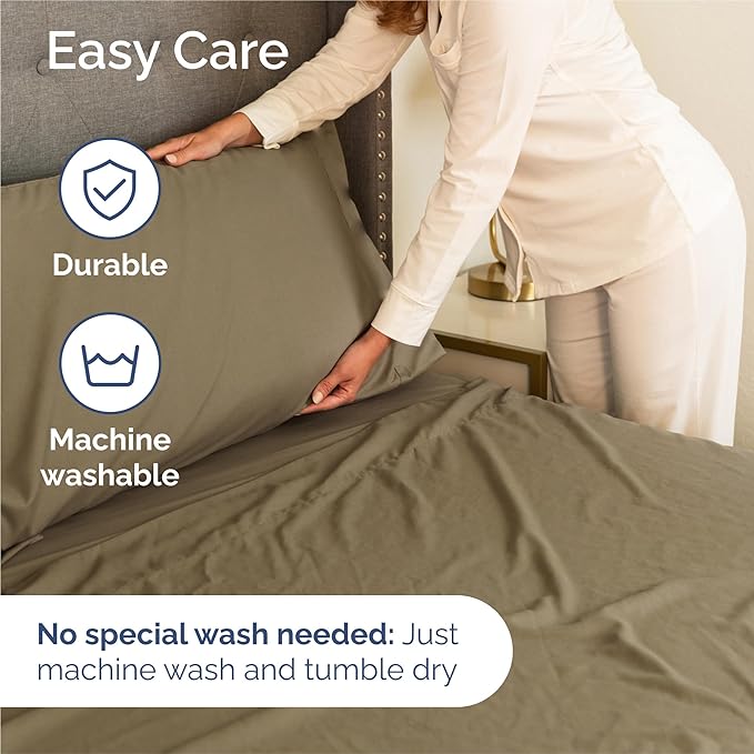 Cal King 6 Piece Sheet Set - Cooling & Breathable Bed Sheets - Hotel Luxury Bed Sheets for Women, Men, Kids & Teens - Bedding w/Deep Pockets & Easy Fit - Soft & Wrinkle Free - Cal King Khaki Sheets
